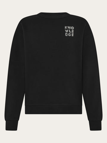 KnowledgeCotton Apparel - MEN Relaxed printed crew neck Sweats 1300 Black Jet