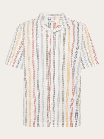 KnowledgeCotton Apparel - MEN Relaxed stripe short sleeve shirt Shirts 8032 Multi color stripe