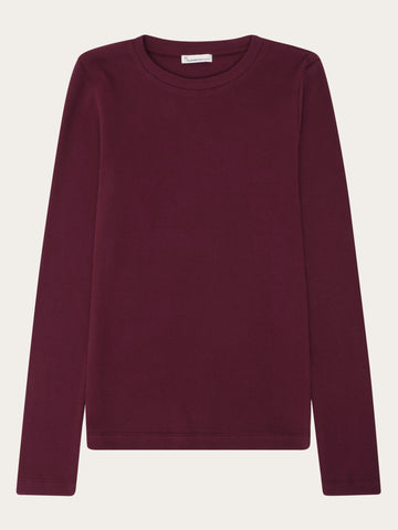 KnowledgeCotton Apparel - WMN Rib Scoop neck long sleeved Long Sleeves 1281 Fig