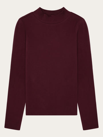 KnowledgeCotton Apparel - WMN Rib high neck LS Long Sleeves 1281 Fig