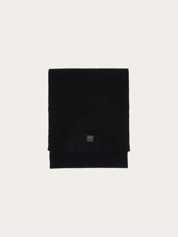KnowledgeCotton Apparel - UNI Rib knit wool scarf Scarfs 1300 Black Jet