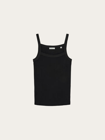 KnowledgeCotton Apparel - WMN Rib strap top T-shirts 1300 Black Jet