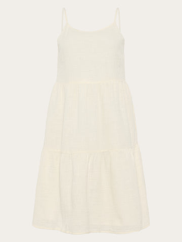 KnowledgeCotton Apparel - WMN Slub strap dress Dresses 1387 Egret