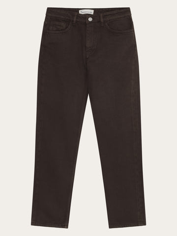 KnowledgeCotton Apparel - WMN Stella slim twill pants Pants 1487 Chocolate Torte