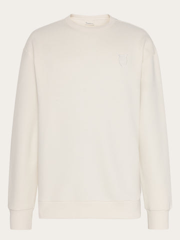 KnowledgeCotton Apparel - MEN Straight fit sweat with embroidery at chest Sweats 1387 Egret