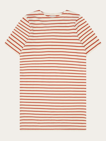 KnowledgeCotton Apparel - WMN Stripe t-shirt dress Dresses 8025 Red Stripe