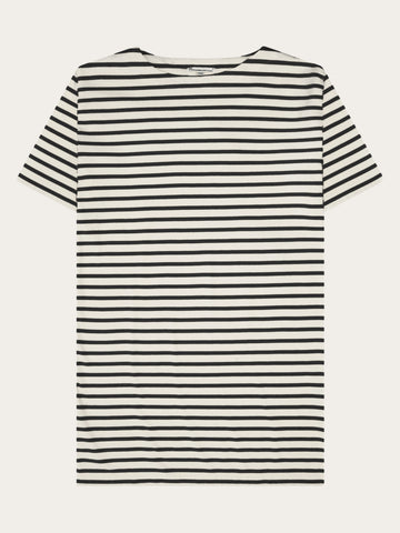 KnowledgeCotton Apparel - WMN Stripe t-shirt dress Dresses 8036 Navy