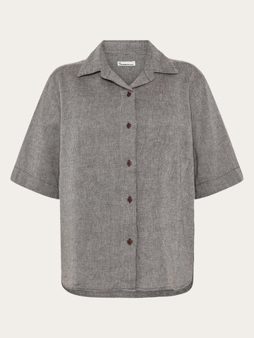 KnowledgeCotton Apparel - WMN Structure short sleeve shirt Shirts 1489 Shaved Chocolate