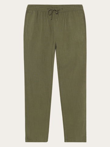 KnowledgeCotton Apparel - MEN Tim tapered linen blend pants Pants 1068 Burned Olive